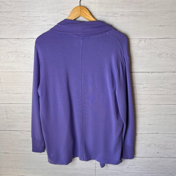 Athleta Sweater Womens Size Medium Purple Pranayama Open Cardigan Pockets Comfy - Picture 11 of 15